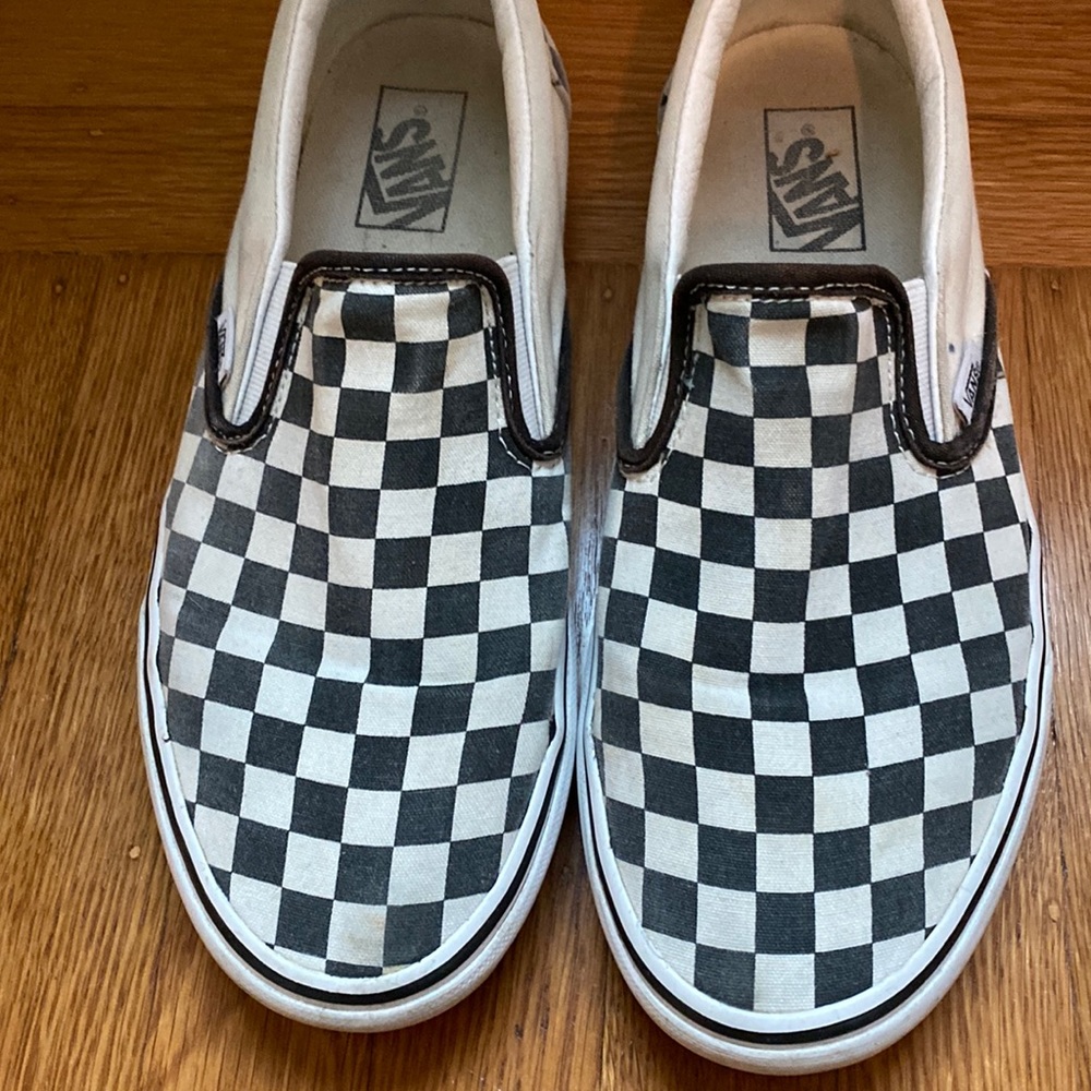 Vans Classic Slip On Men Sz 10 Checkered Sneakers Casual Comfort Black White
